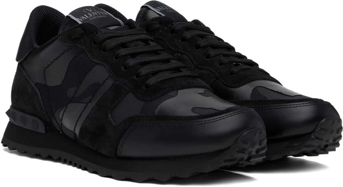 Valentino Garavani Black Rockrunner Camouflage Noir Sneakers