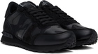 Valentino Garavani Black Rockrunner Camouflage Noir Sneakers