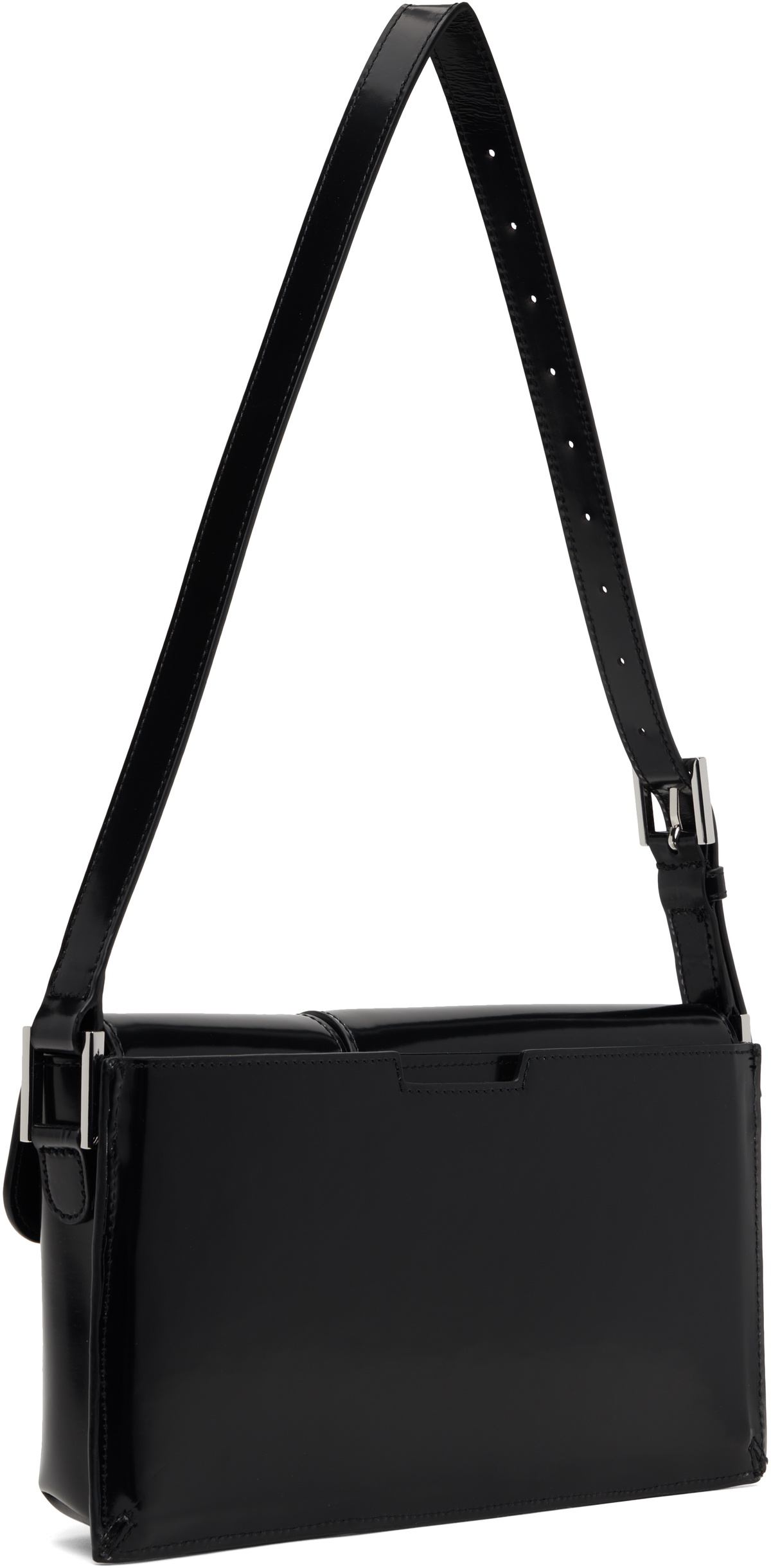 BY FAR Black Billy Semi Patent Leather Shoulder Bag