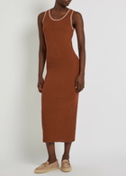 Tods Scoop-neck Cotton-knit Midi Dress Terracotta