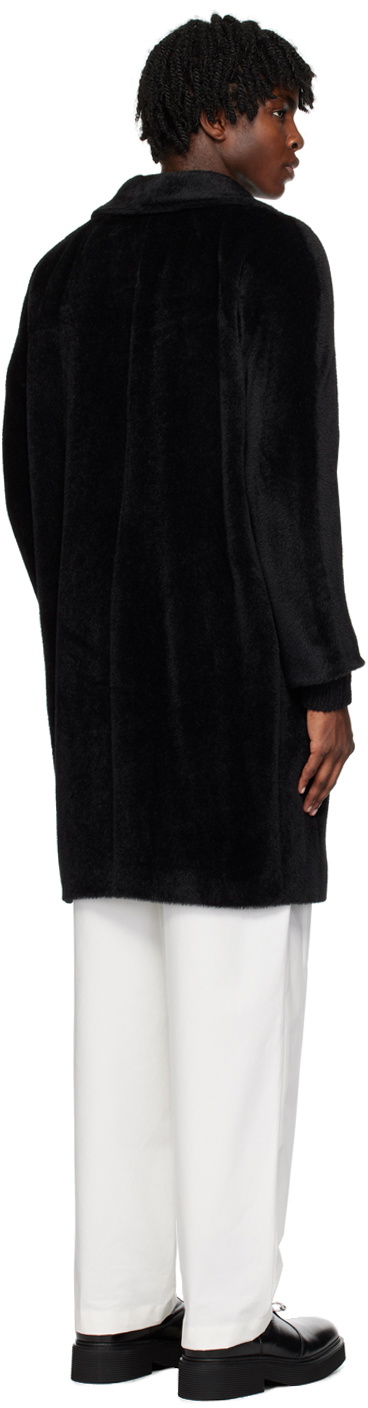 Max Mara Black Double-Breasted Faux-Fur Coat
