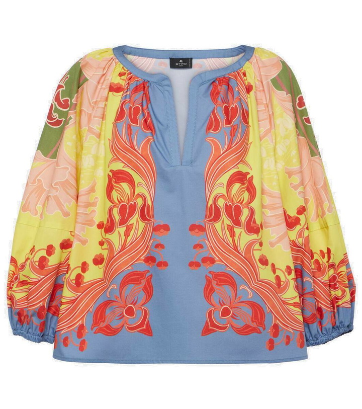 Photo: Etro Printed balloon-sleeve cotton blouse