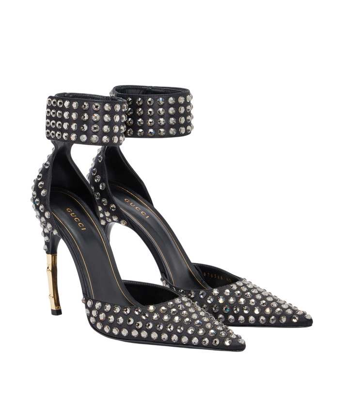 Photo: Gucci Castello embellished satin pumps
