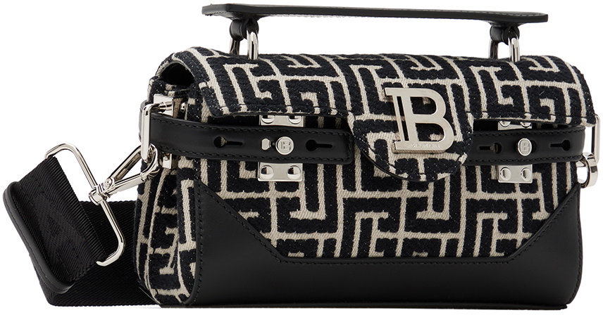 Balmain Black & Off-White B-Buzz 19 Bag