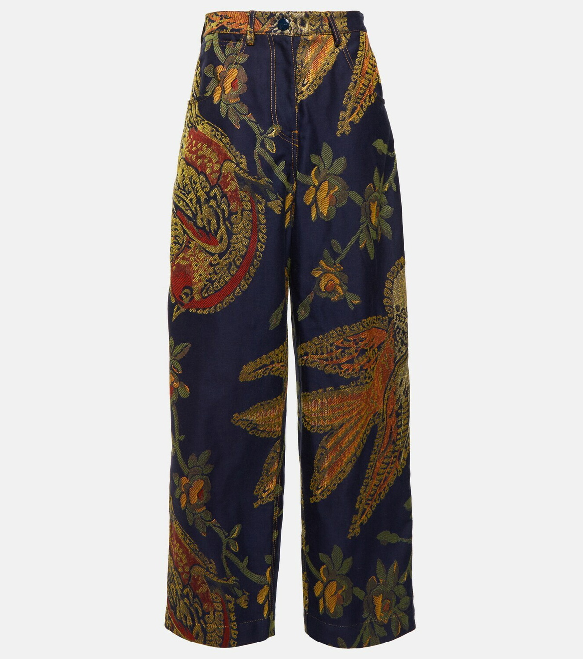 Etro - Jacquard high-rise wide-leg jeans Etro