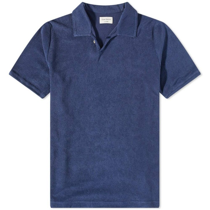 Photo: Oliver Spencer Men's Towelling House Polo Shirt in Navy