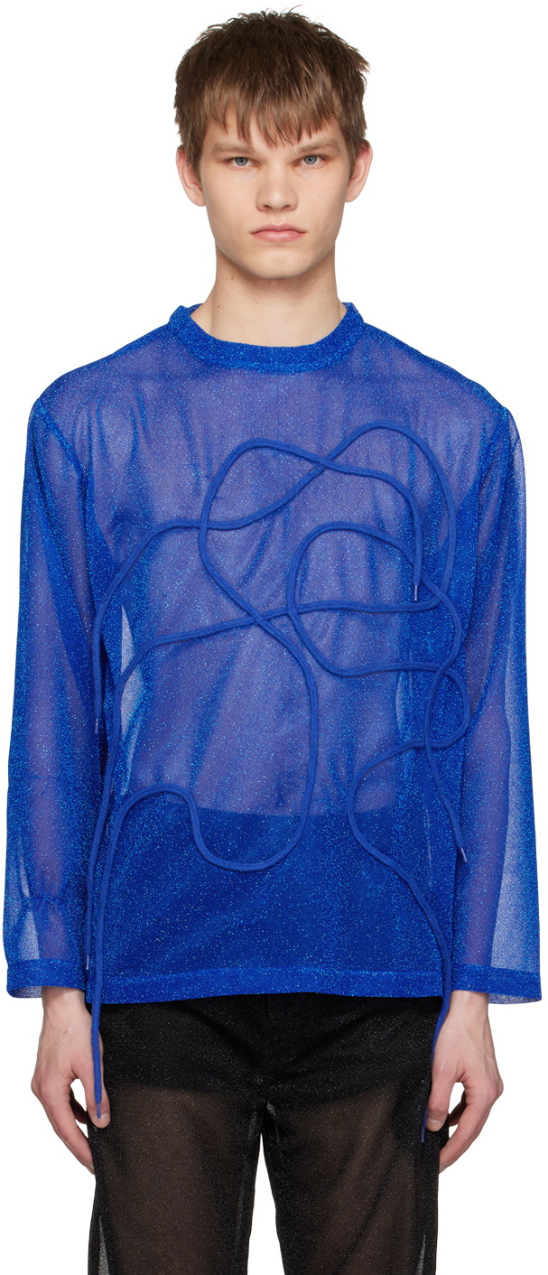 Tokyo James Blue Metallic Sweater