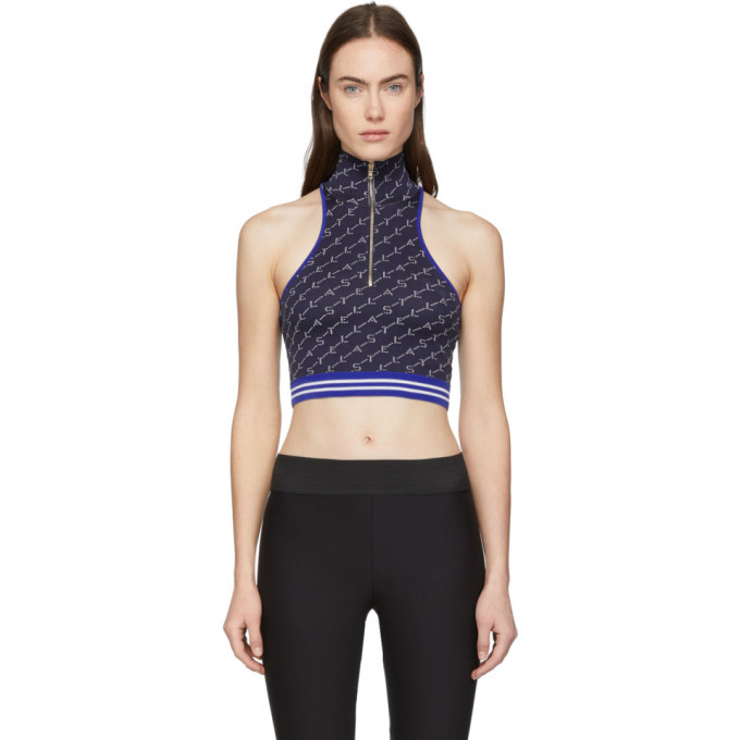 STELLA MCCARTNEY Printed ribbed stretch cotton-blend jersey sports bra