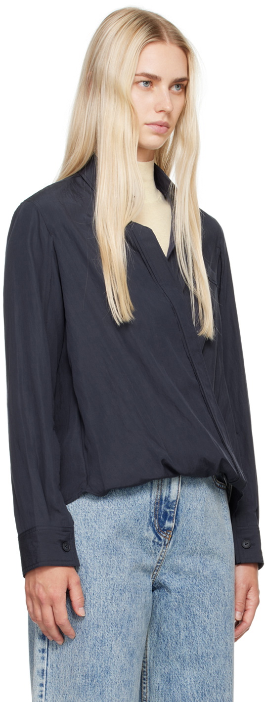 3.1 Phillip Lim Navy Crossover Shirt