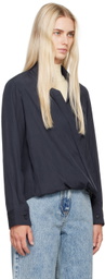 3.1 Phillip Lim Navy Crossover Shirt
