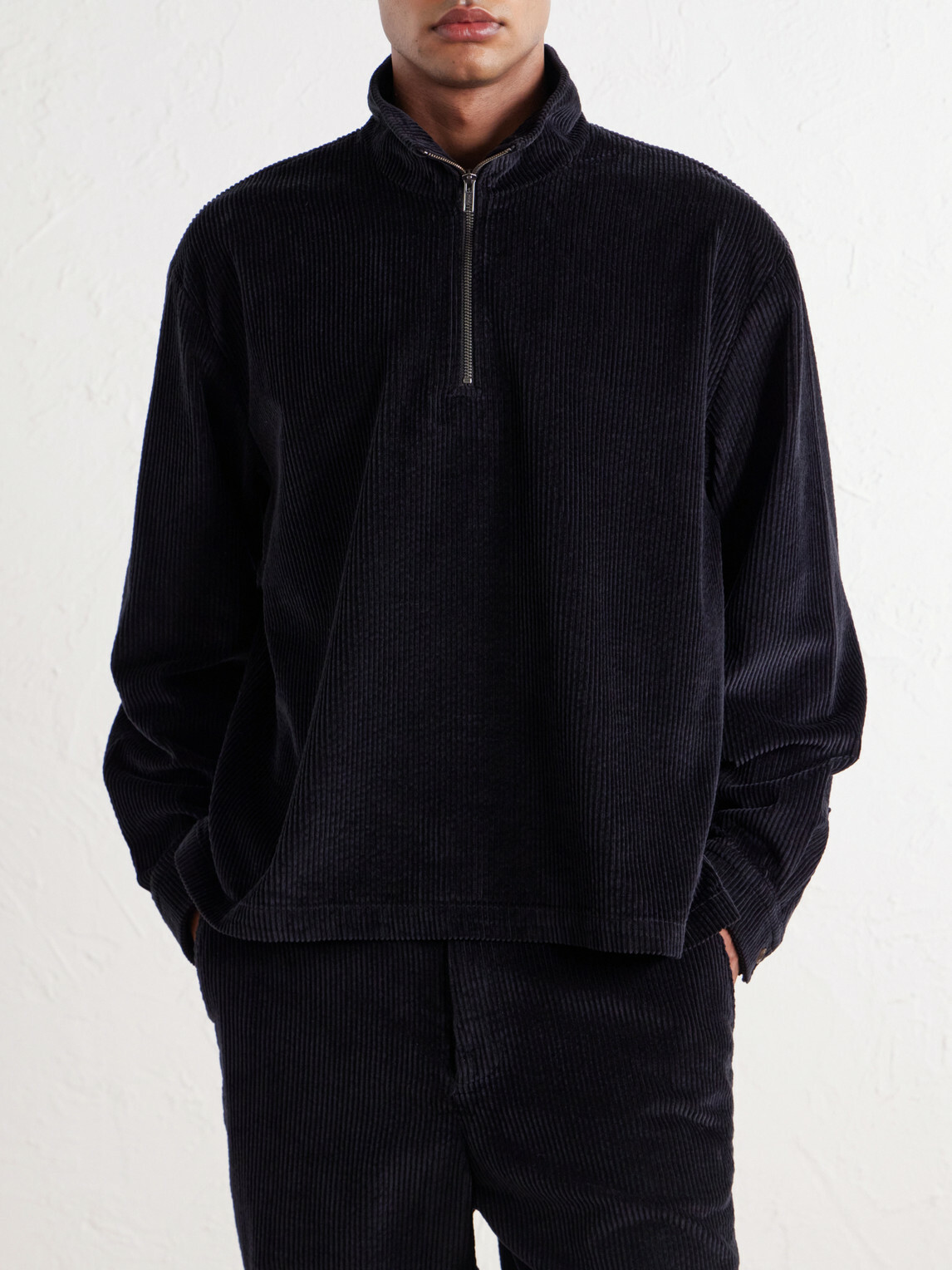 Aimé Leon Dore - Cotton-Corduroy Zip-Up Sweatshirt - Black