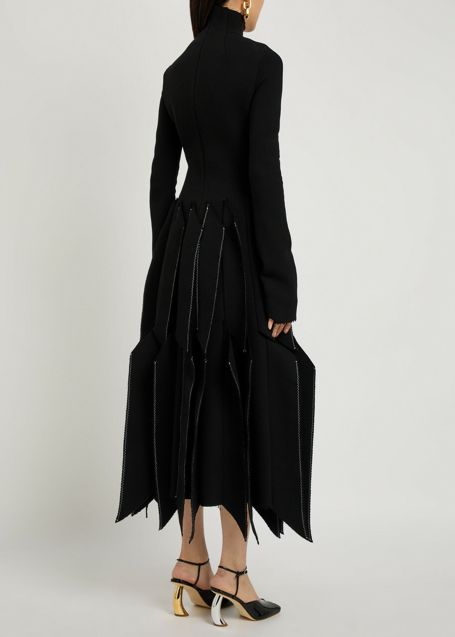 A.W.A.K.E Mode Laser-cut Wool-blend Midi Dress Black