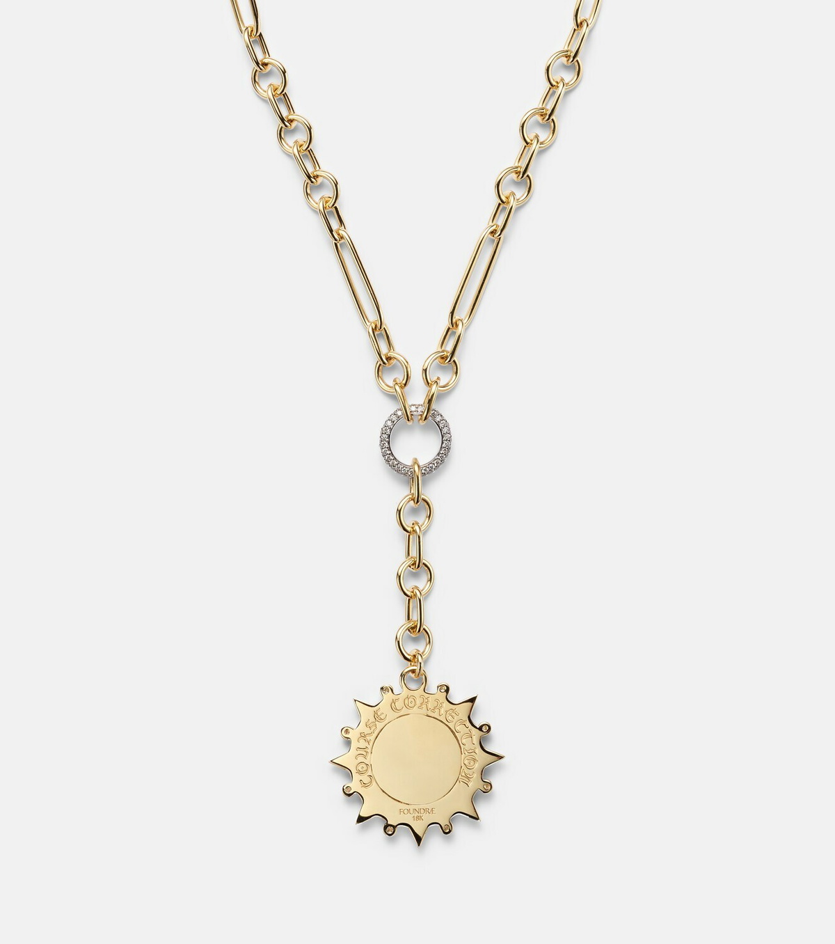 FoundRae Internal Compass Small 18kt gold pendant necklace with diamonds