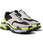 Balenciaga - Triple S Nylon, Suede and Leather Sneakers - Men - Light gray