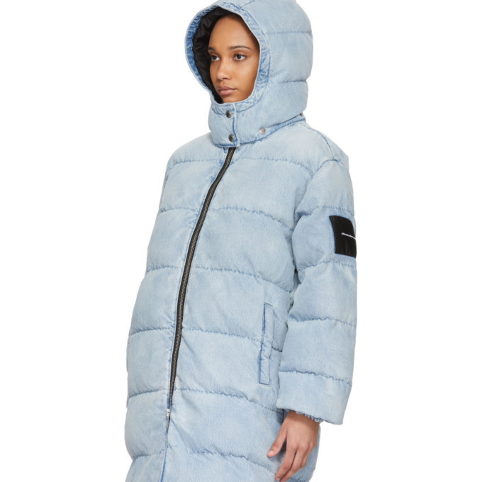 ALEXANDER WANG Oversized hooded padded bleached denim jacket