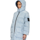 Alexander Wang Blue Bleached Denim Long Puffer Jacket