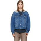 Palm Angels Blue Curved Logo Denim Jacket