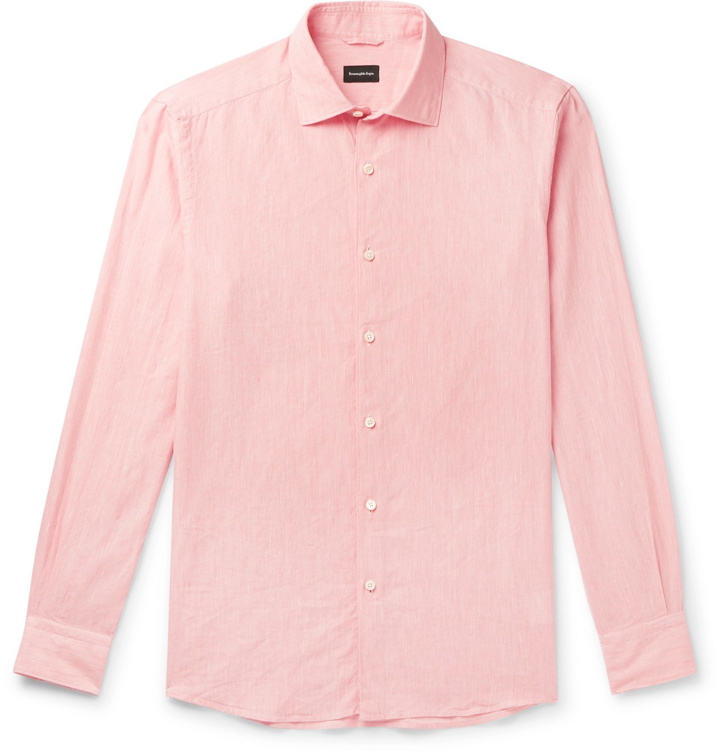 Photo: Ermenegildo Zegna - Slub Linen and Cotton-Blend Shirt - Pink