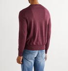 Canali - Striped Mélange Cotton Sweater - Burgundy