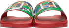 Valentino Garavani Red & Multicolor Camo 'VLTN' Slides