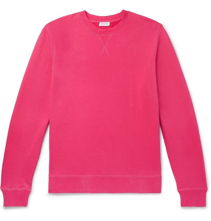 Photo: Sunspel - Slim-Fit Loopback Cotton-Jersey Sweatshirt - Pink