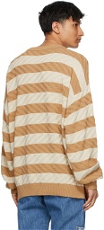 Maryam Nassir Zadeh Tan & Off-White Striped Vista Sweater