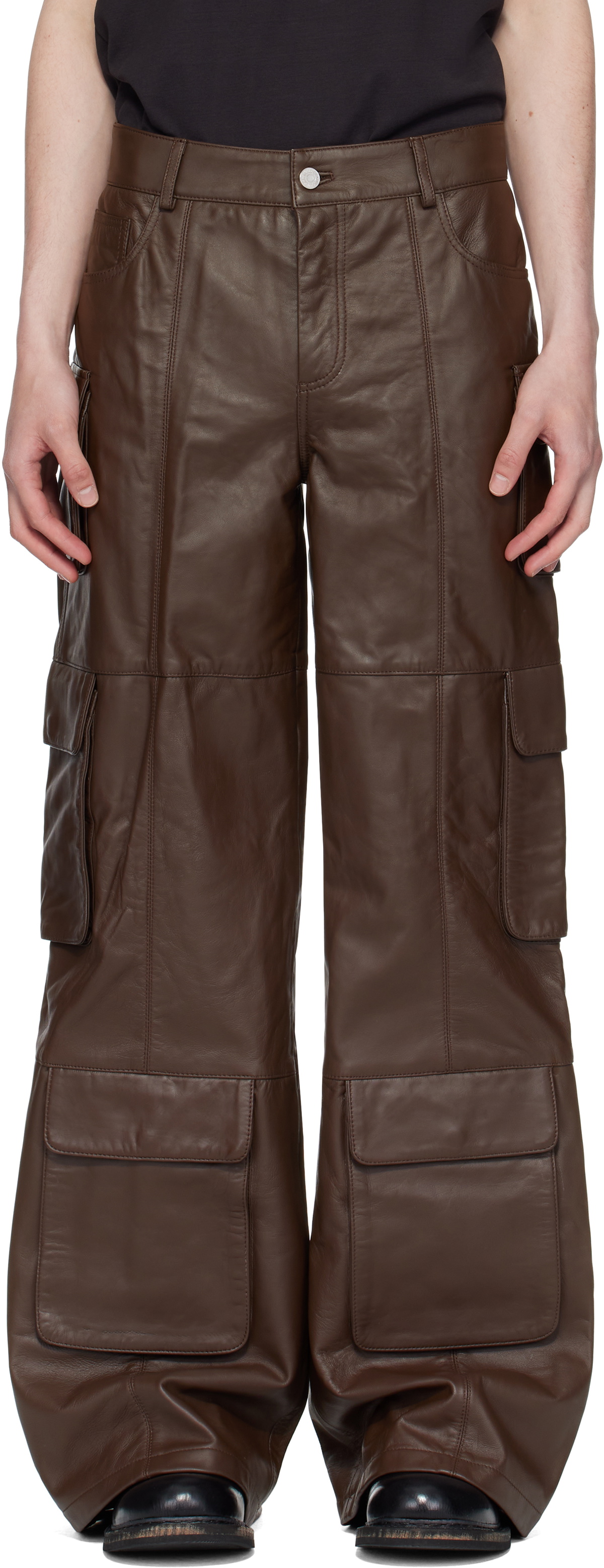 DEADWOOD レザータイ　ブラウン TIMO Deadwood SSENSE Exclusive Brown Timo Tie Deadwood