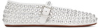 ALAÏA White Strass Ballerina Flats