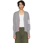 Thom Browne Grey Classic Four Bar V-Neck Cardigan