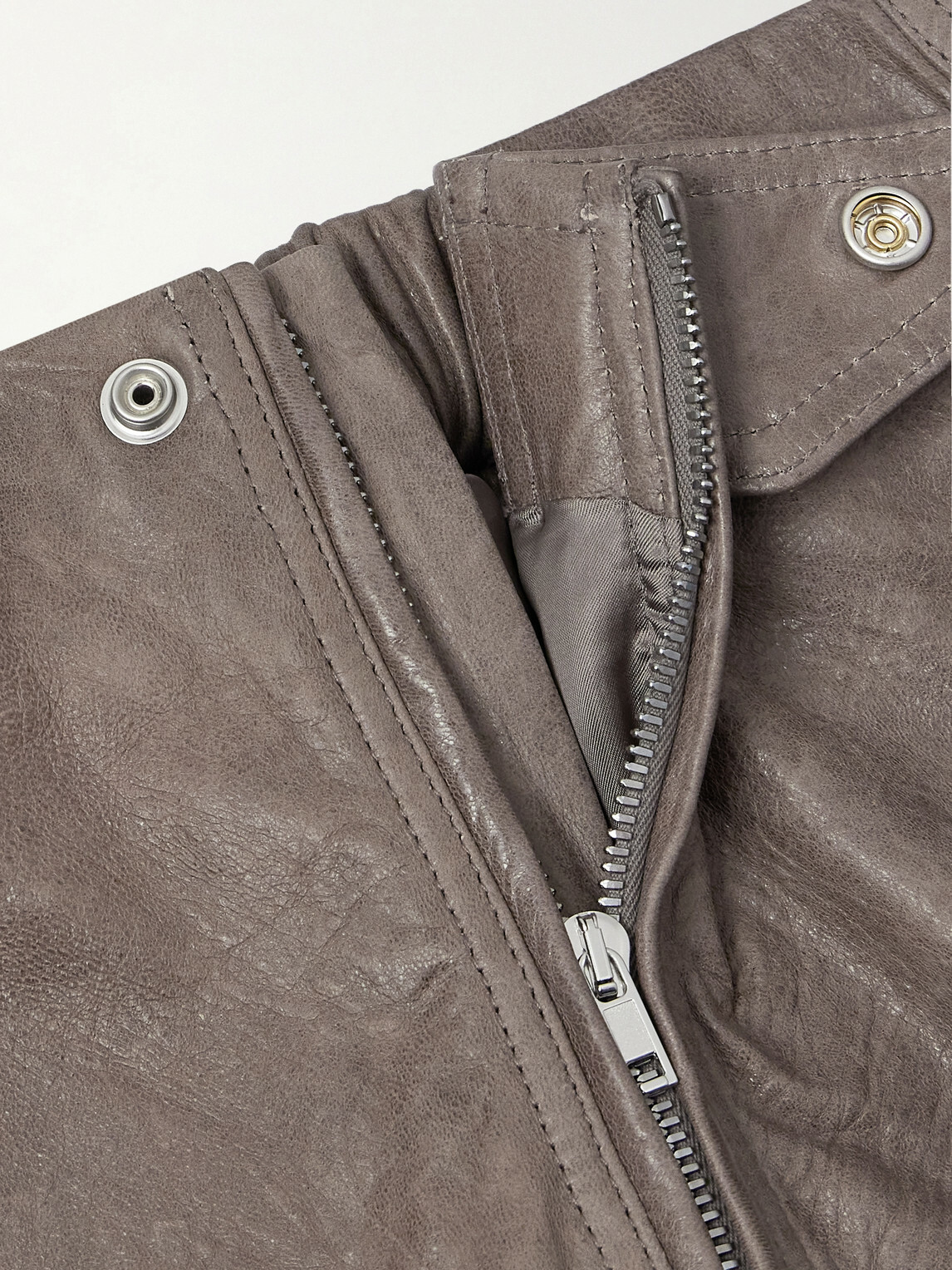 Rick Owens - Motopants Straight-Leg Panelled Leather Trousers - Brown