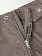 Rick Owens - Motopants Straight-Leg Panelled Leather Trousers - Brown