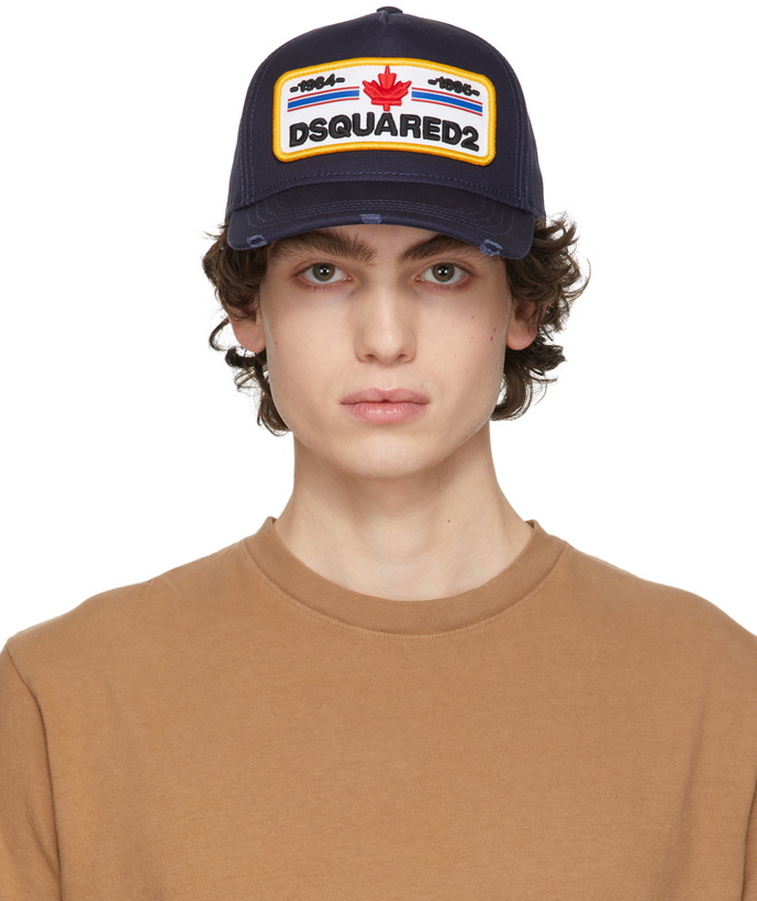 Photo: Dsquared2 Navy Gabardine Logo Cap