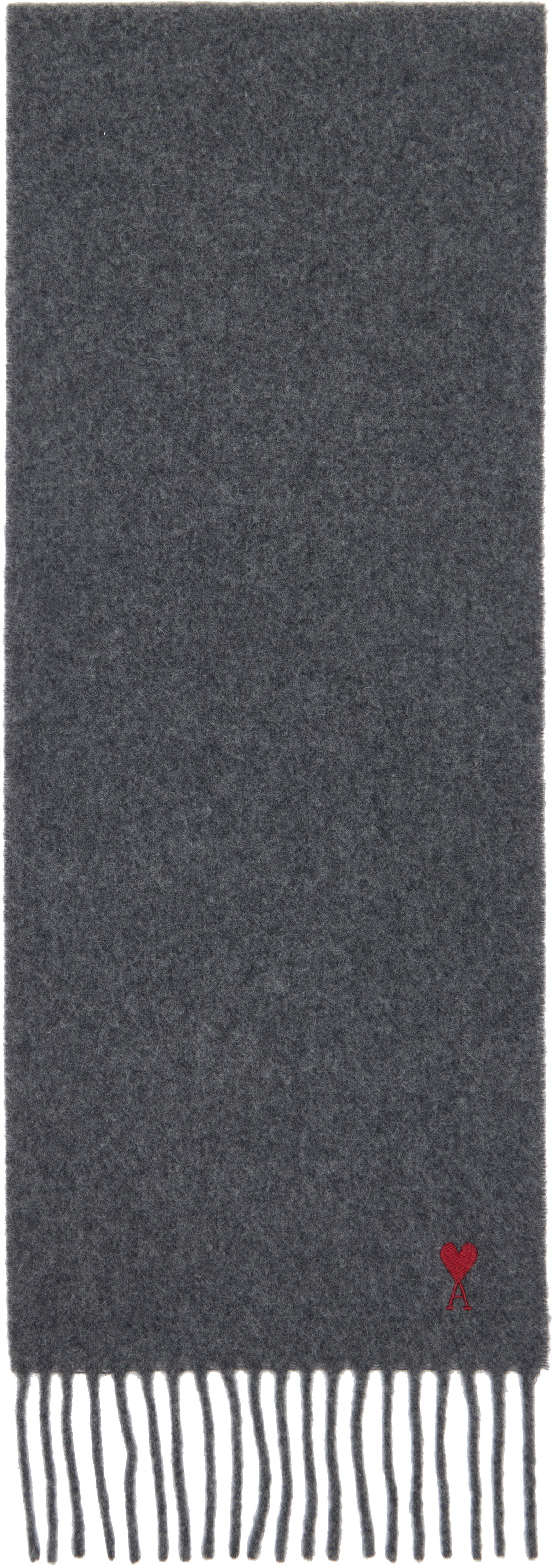 AMI Paris Gray Wool Ami De Coeur Scarf