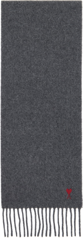 Photo: AMI Paris Gray Wool Ami De Coeur Scarf