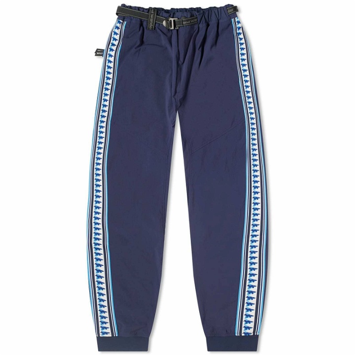 Photo: And Wander Men's x Maison Kitsuné Track Sarouel Pant in Navy