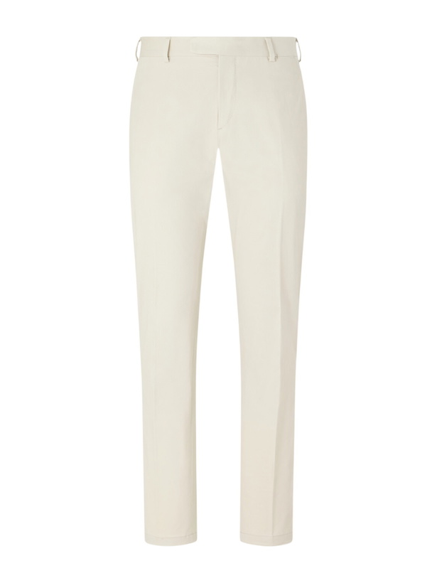Photo: Brioni - Straight-Leg Stretch-Cotton Gabardine Trousers - Neutrals
