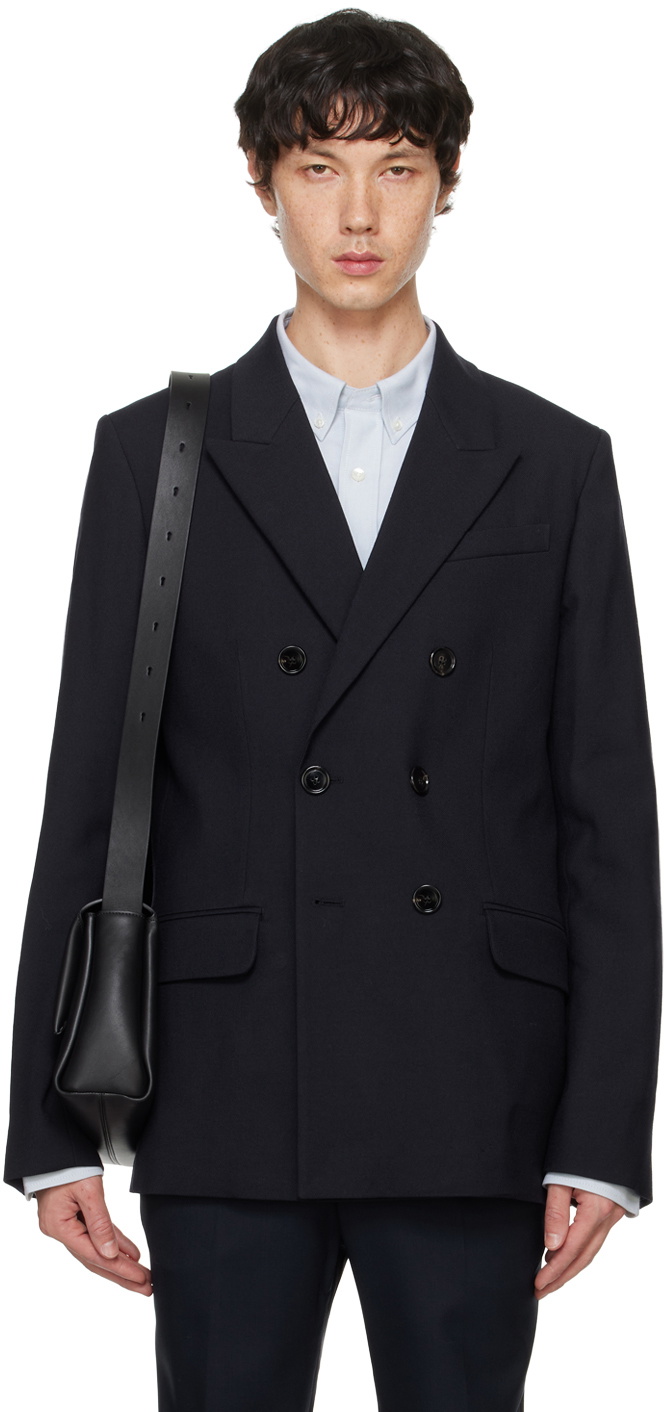AMI Paris Navy Double-Breasted Jacket