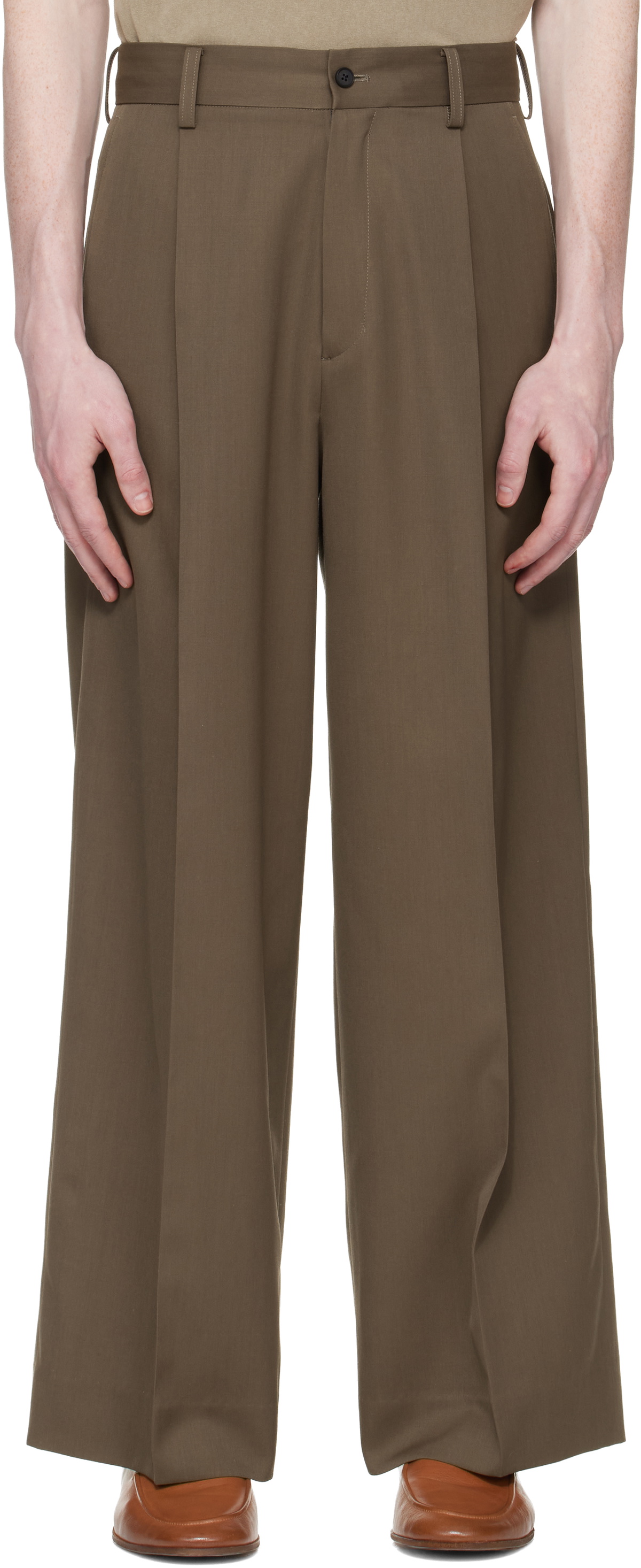 パンツ stein Double Wide Trousers GR.khaki stein EXTRA WIDE TROUSERS・MILITARY KHAKI - tity
