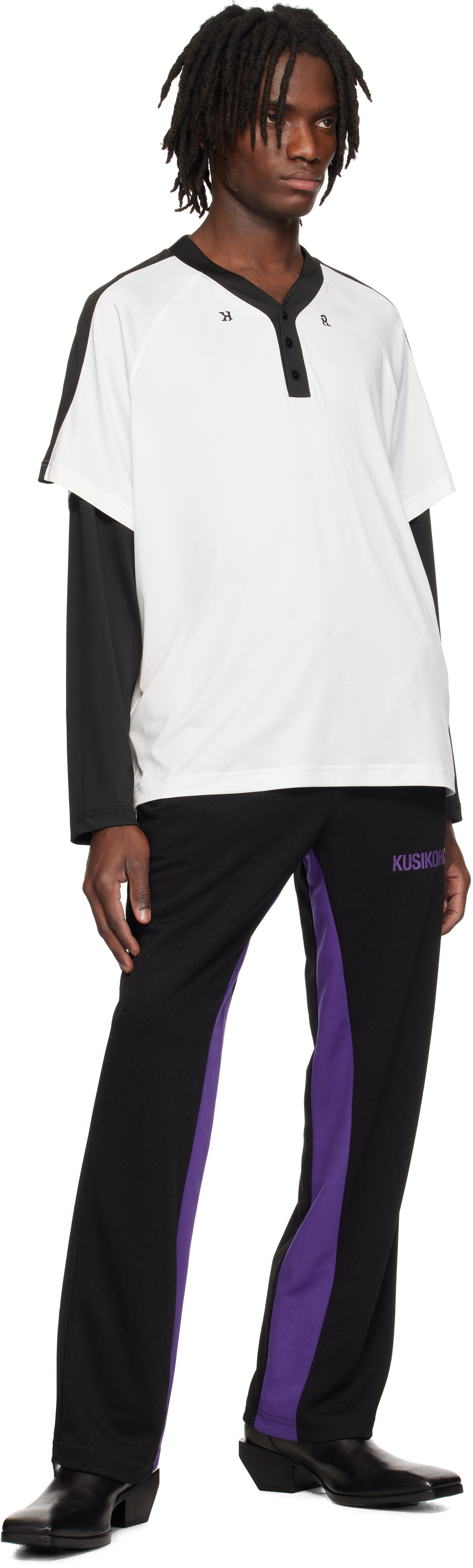 KUSIKOHC Black & White Baseball Long Sleeve Top