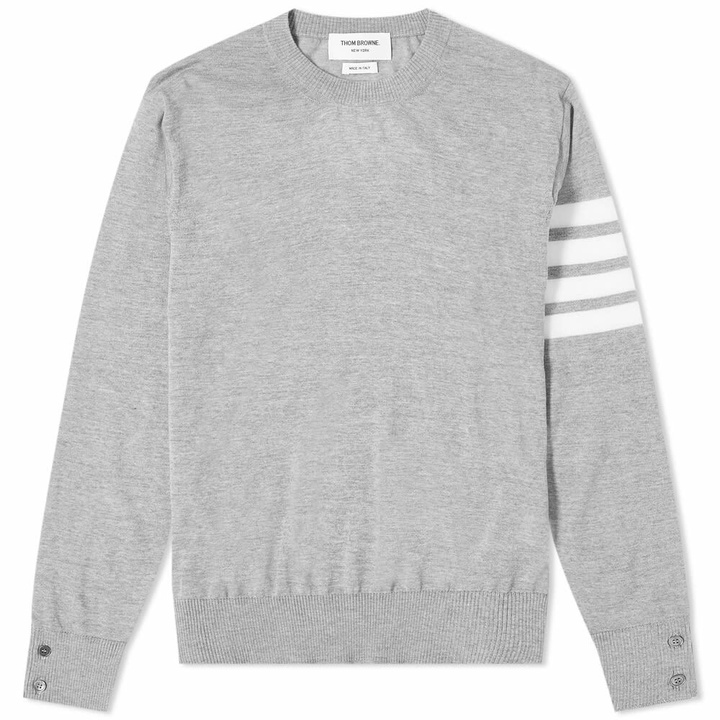 Photo: Thom Browne Men's Classic Merino Crew Knit in Light Grey