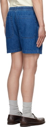 Drake's Blue Cotton Drawstring Denim Shorts