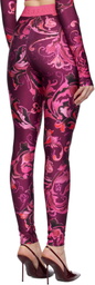 Versace Jeans Couture Pink & Purple Lycra Barocco Leggings