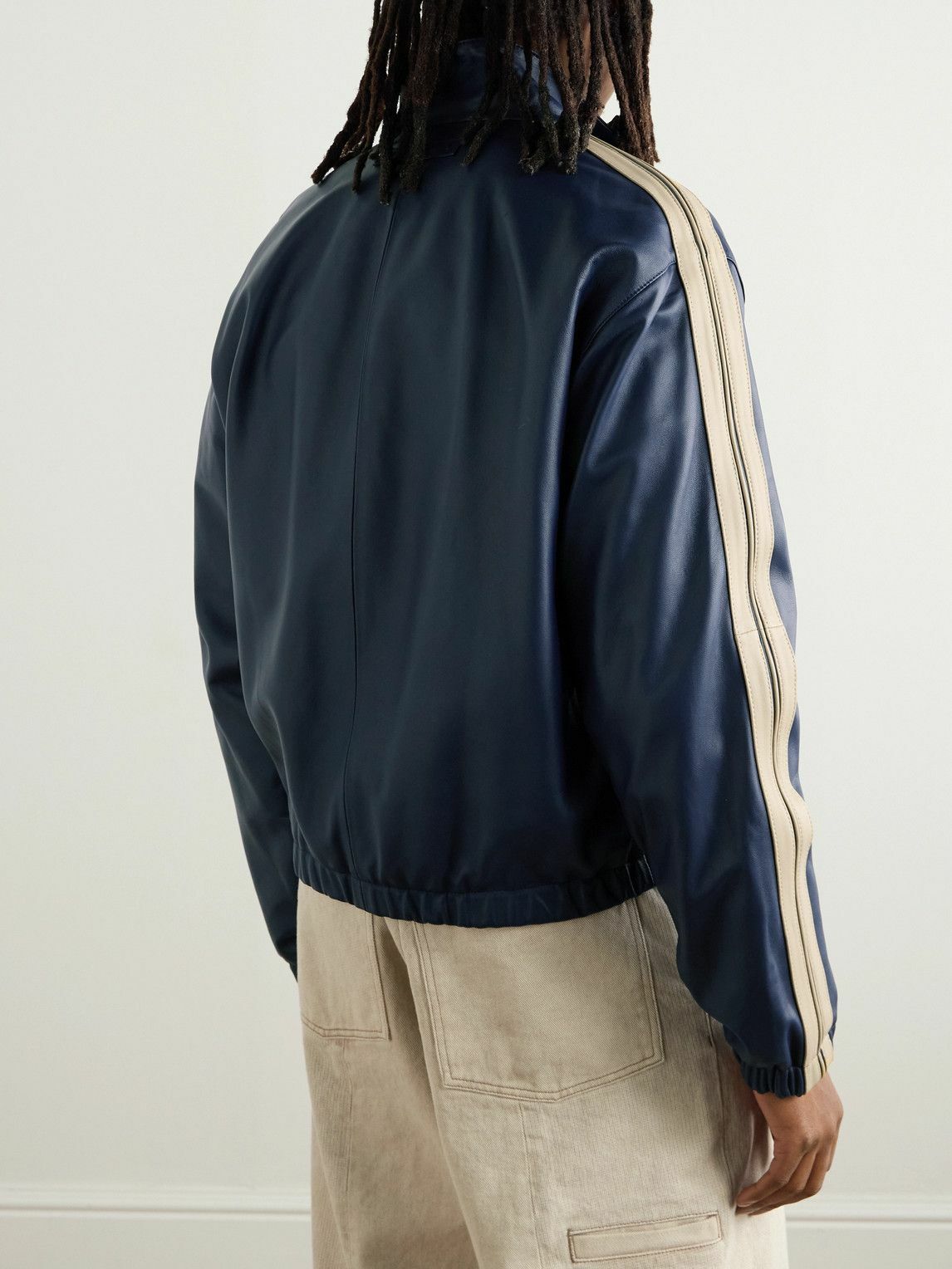 Marni - Striped Leather Jacket - Blue Marni