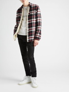 SAINT LAURENT - Oversized Sherpa-Lined Checked Cotton-Blend Overshirt - Red