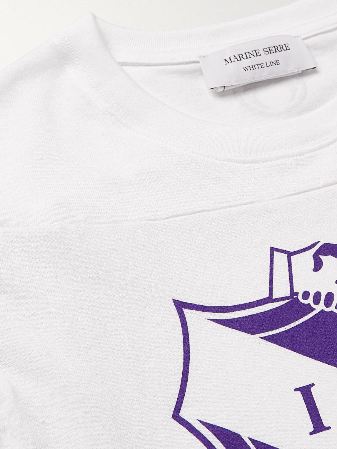 Tシャツ・カットソー MARINE SERRE FW24 White cotton shirt (WSI018AUWOV0007 WH10) Marine Serre Crescent Moon organic-cotton T-shirt | White