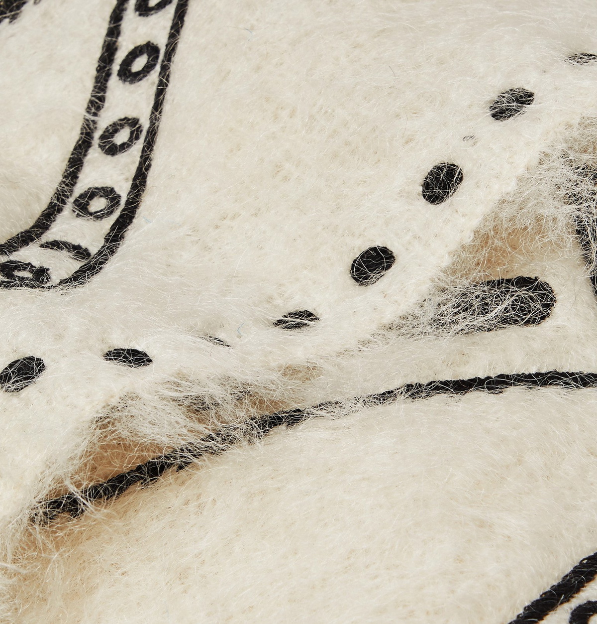 Jupe by Jackie - Awamu Fringed Embroidered Mohair Blanket - Neutrals