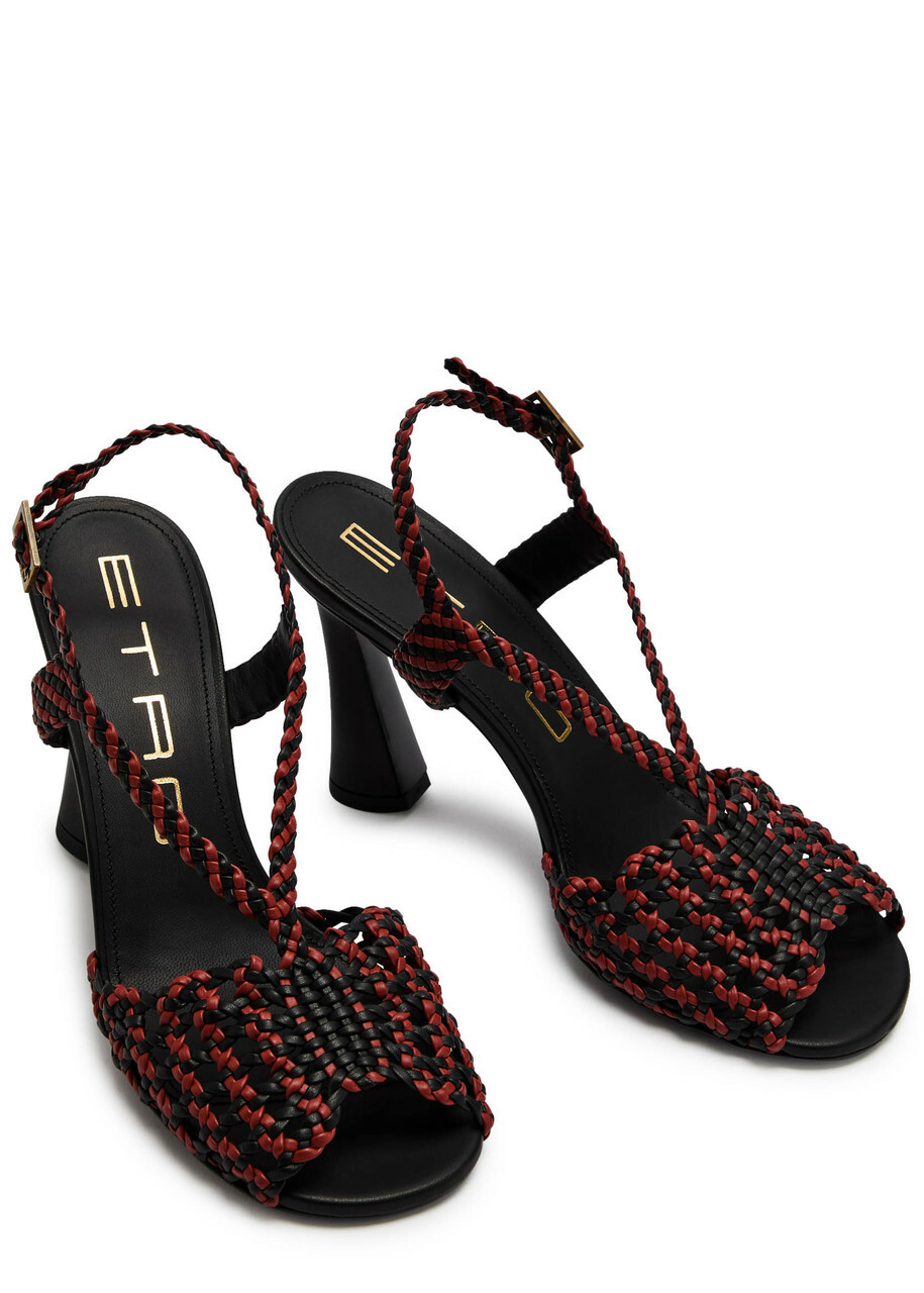 Etro 100 Woven Faux Leather Sandals Burgundy