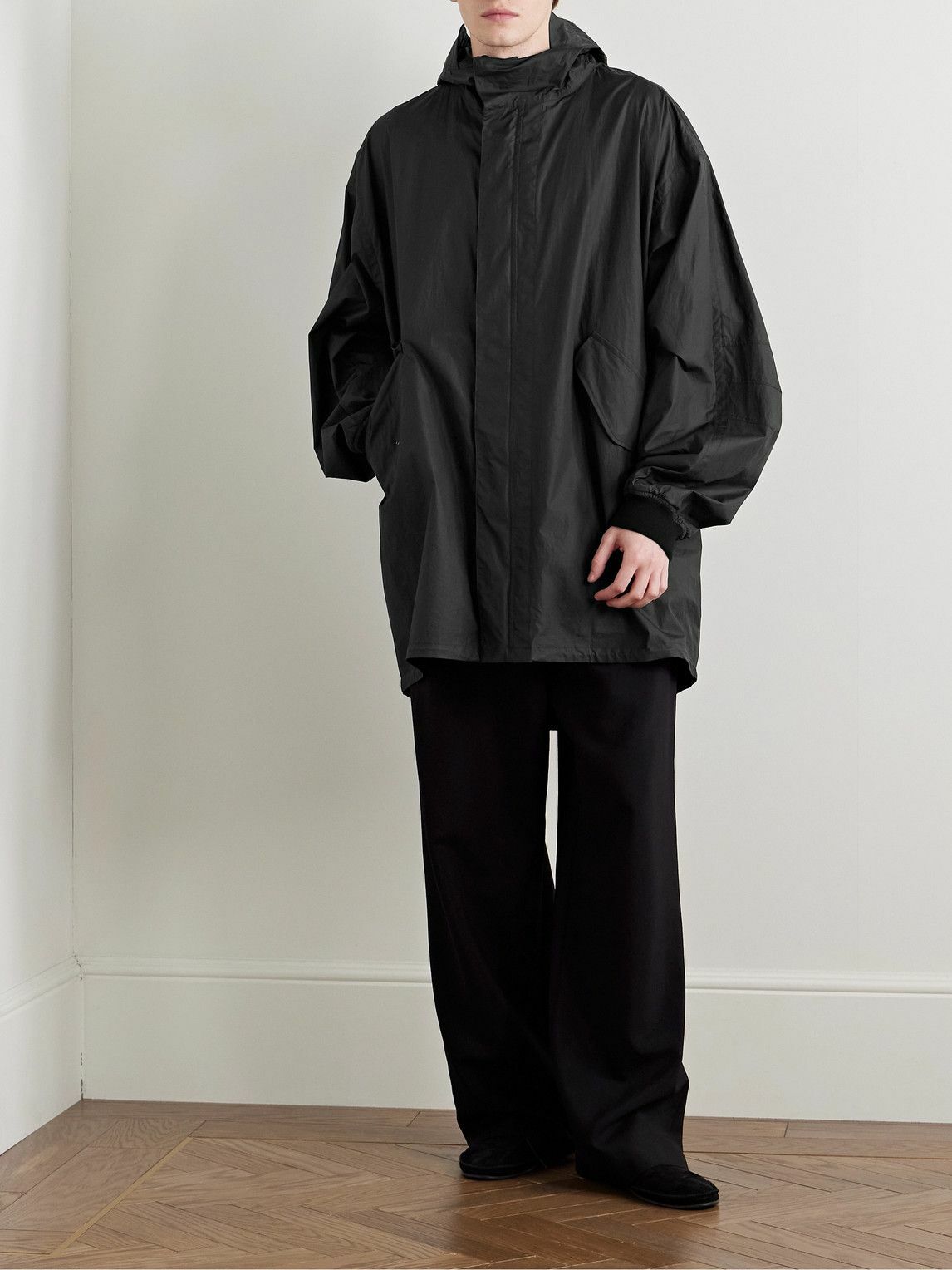 The Row - Kemet Oversized Coated-Cotton Hooded Jacket - Black