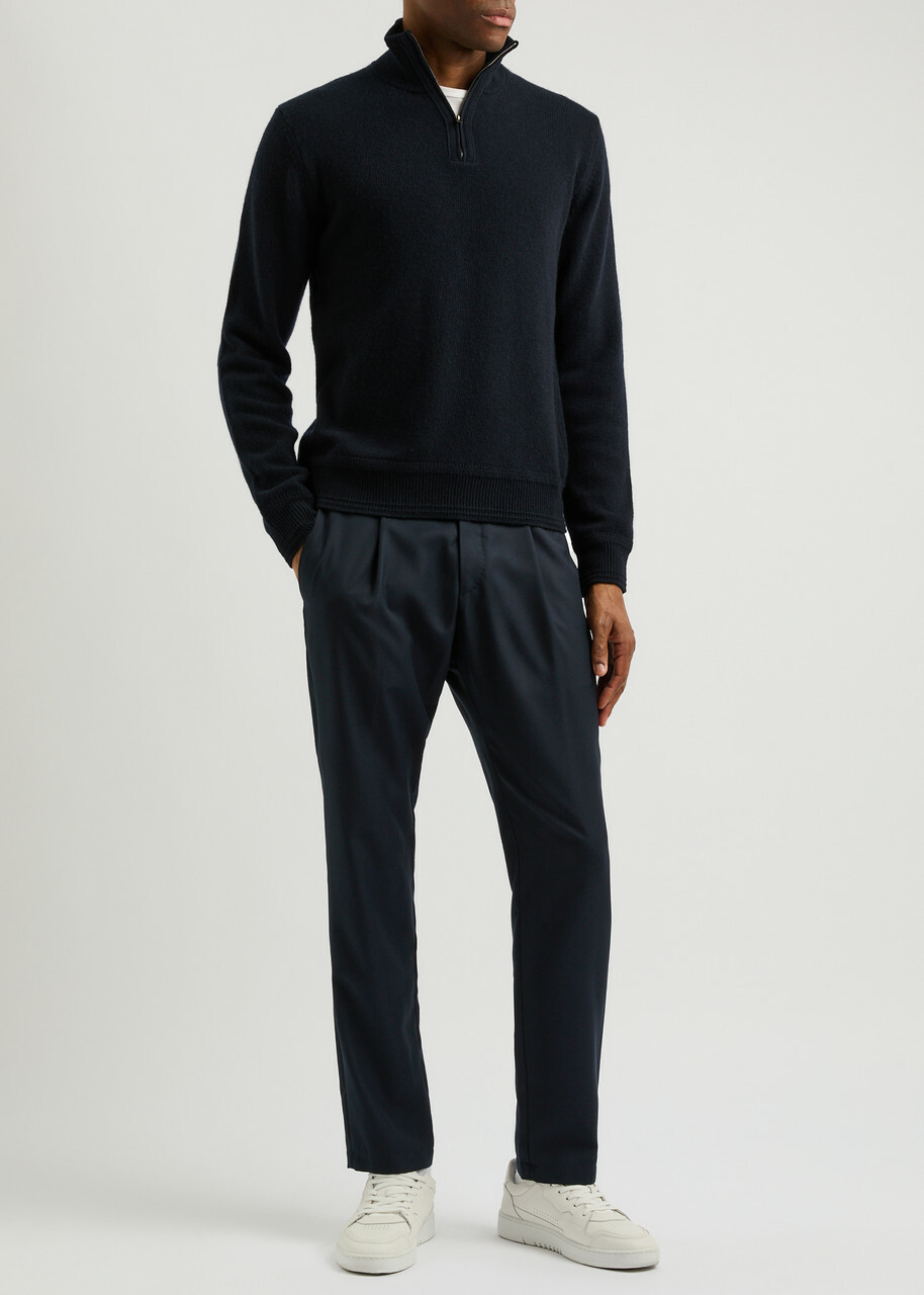 Herno Slim-leg Twill Trousers Navy