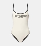 Valentino Logo printed piqué swimsuit
